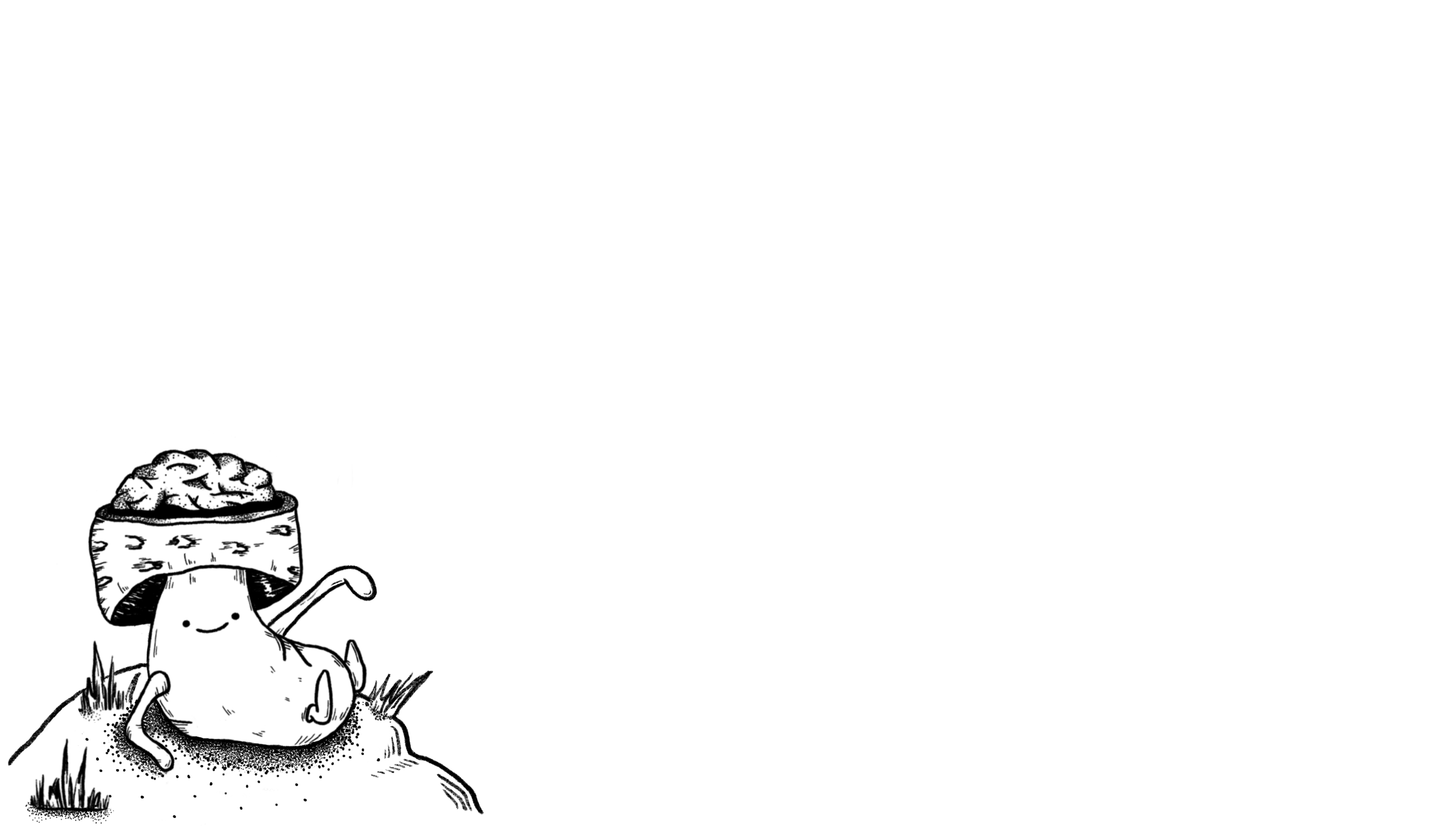 Mushroom on land with finger extended